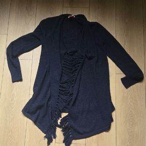 Lilly Pulitzer Cardigan Sweater Blue Duster Open Front Waterfall Sz XS